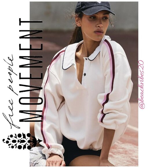 FP MOVEMENT BY FREE PEOPLE Sweet And Sour Pullover Ivory Combo Large NWT - Picture 2 of 5